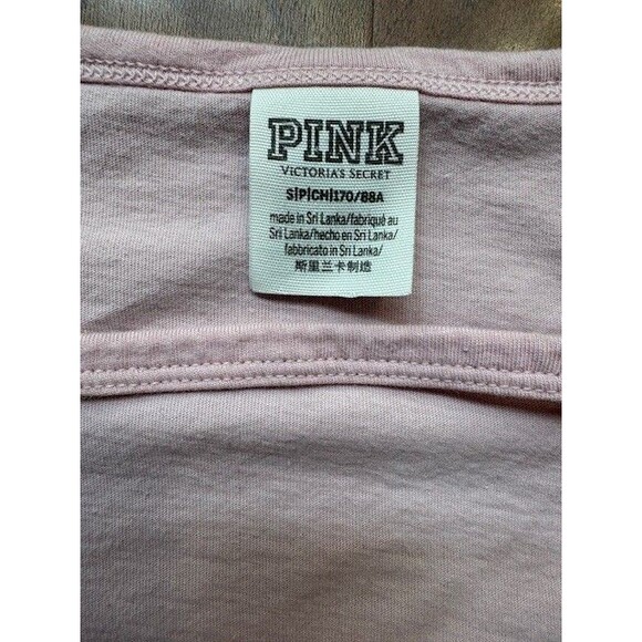 Victoria's Secret PINK Women's S Long Sleeve Shirt Dog Light Pink Strappy V-Neck - Picture 6 of 15